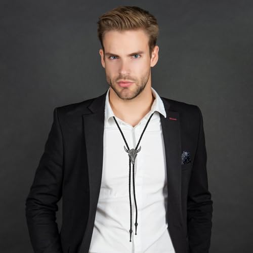 Image of Luckyvestir Bolo Tie for Men Women Kids, Mens Bolo Ties Western with Leather Strap, Accessories for Halloween Costume Shirts