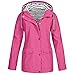 Produktbild LOPILY Jacke Damen Atmungsaktiv Winddicht Windjacke Gestreifte Kapuze Windjacke Wintdjacke Herbst Sportliche Übergangsjacke Regenmantel Kapuzenjacke Outdoorjacke für Camping Wanderjacke (Hot pink, 44)