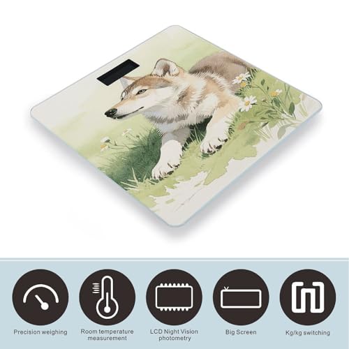 Báscula Digital de Baño Watercolor Wolf Cub miniatura 3