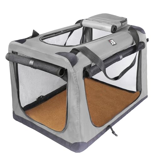 Fabig車載折りたたみペットケージ 小型犬猫兼用 ソフトクレート キャリーバッグ 持ち手付き 給水ボトルバンド付き 洗濯可能室内・病院・キャンプに大活躍K12