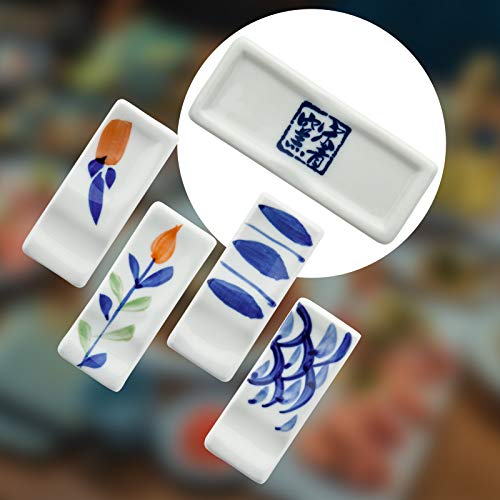 Beautyflier Set Of 4 Ceramics Chopsticks Rests Hand Painted Japanese Style Chopsticks Holder Spoon Forks Chopsticks Rests Rack (Style 1) #TOP6