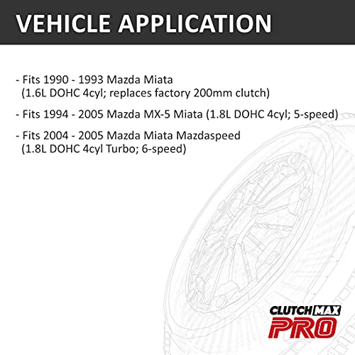 Exedy Clutch Kit KMZ03 with ClutchMaxPRO Chromoly Flywheel Replacement for 1990-1993 Miata MX-5 1.6L 1994-2005 MX-5 Miata 1.8L 2004-2005 Miata MX5 Mazdaspeed (CPKMZ03-LSF10045-EK) - Image 3