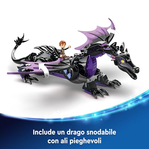 Disney Malefica Drago, Parte del Castello Giocattolo da Costruire con Torre, 2 Mini Bamboline dei Personaggi di Aurora e del Principe Filippo, Giochi per Bambine e Bambini da 7 Anni 43240 - Lego - Immagine 1
