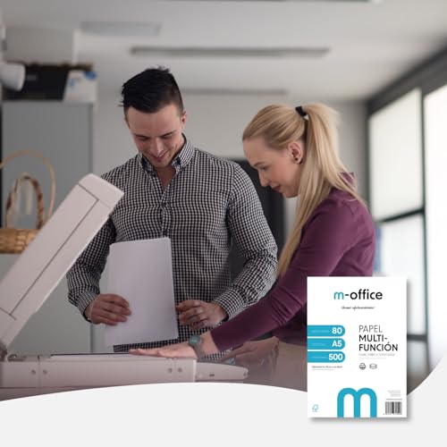 A5-Papier, 80 g, Packung mit 100 Blatt, Multifunktionspapier für Inkjet- und Laserdrucker, A5-Blätter, 148 x 210 mm, ideal für Büro und Zuhause · m-office (100 Blatt)