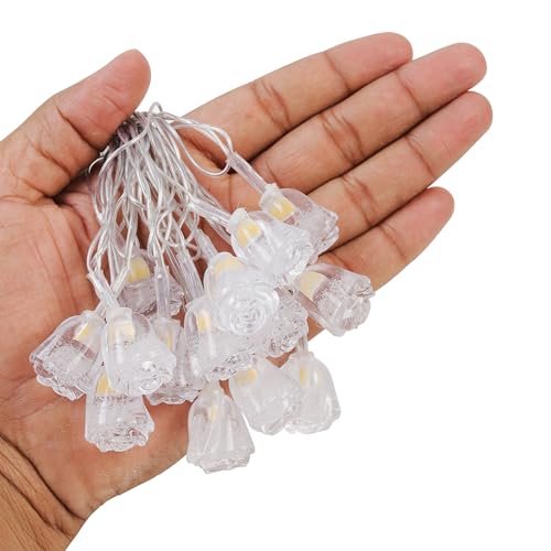 Image of Lexton Fairy 14 Roses LED String Light | 14 LED, Plug Sourced, 4 Meter Long | Suitable for Diwali, Birthday, Festival, Wedding, Party, Patio, Lawn, Restaurants (Pack of 1, Warm White)