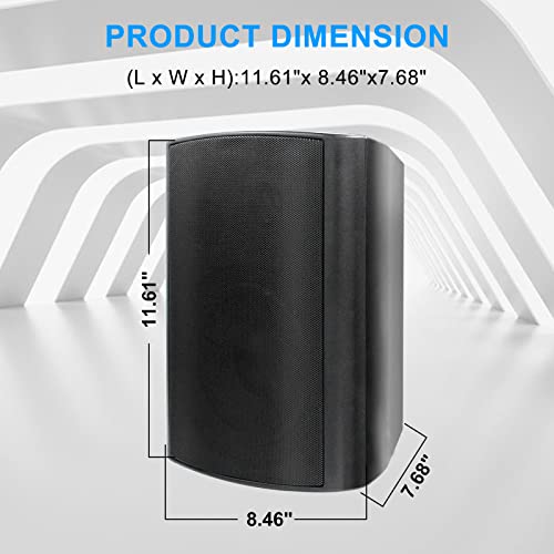 Studiofinix 6.5 Inch Outdoor Speakers Waterproof Wired 400W Wall Mount Speakers Passive, Perfect Use For Indoor, Patio,Covered Deck,Porch,Pool Side (Black) #TOP5
