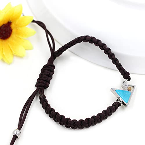 Image of Uloveido Handmade Braided Rope Bracelets with Blue Triangle Mountain Mustard Seed Charm Unisex Mountain Bracelet
