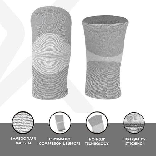 Image of Unisex Bamboo Knee Cap | Adjustable Support for Knee Pain Relief & Injury Prevention | Breathable, Comfortable & Durable - Ideal for Sports, Recovery & Daily Use - (Size - L)