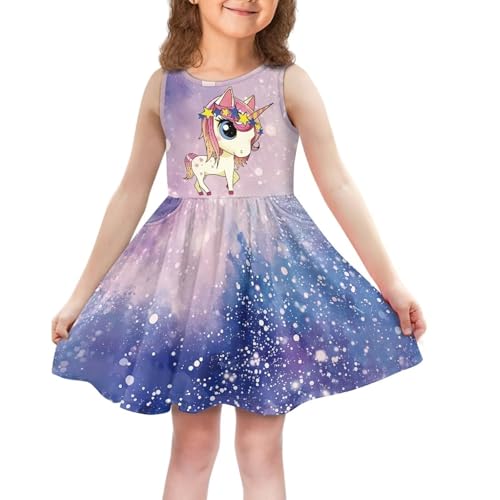 Girls Dress Sleeveless Summer Dresses A-Line Swing Midi Dresses for Party 2-14 Y Sun Dress