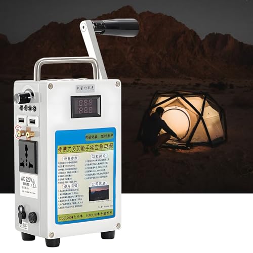 AUTUMFLATGAO Generador De Emergencia De Manivela De 160 W, Estacion Energia Portatil De 27 000 Mah, Cargador De Emergencia Manual, para Acampar Al Aire Libre Y Usar El Teléfono Móvil,110V