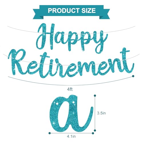 Image of BEISHIDA Pre-Strung Lake Blue Happy Retirement Banner Party Decoration