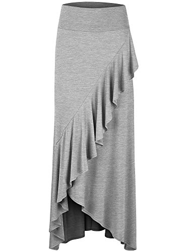 LL Womens Wrapped High Low Ruffle Maxi Skirt - Made in USA