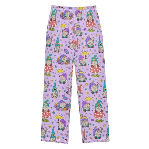 Gnome Mushroom Floral Boys Long Pants Soft Trousers Elastic Waist Kids Lounge Bottoms with Pockets S-XL