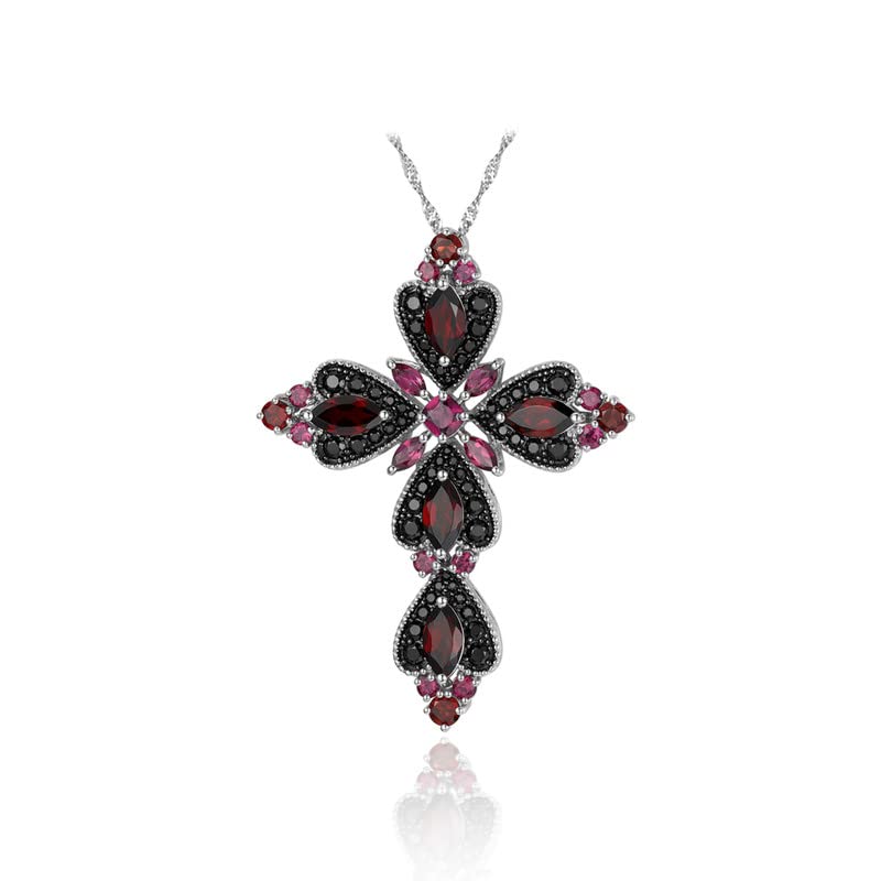 Collier Croix en Argent Anti-Ternissement, Opale et Tourmaline Confort Peau Sensible