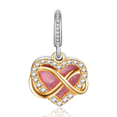 Image of S925 Sterling Silver Gold Plated Romantic Charms, Gifts for Mom Girlfriend Family on Valentine's Day Birthday Christmas Anniversary, Bracelet Necklace Bead Charm