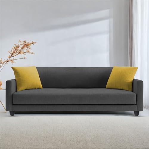 Image of Casaliving Dominic 3 Seater Sofa Set for Living Room (Black Fabric) Premium Fabric Sofa