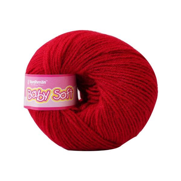 Image of Vardhman BabySoft Knitting Yarn | 100% Acrylic Wool | 4 Ply | Thin Knitting & Crocheting Hook Thread & Lightweight | Special Baby Wool | 150 Grams (6 Balls of 25g) | Machine Washable | Ideal for Blankets, Hats, Booties Ultra-Soft for Baby Sweaters, Blankets, Caps, Socks, Soft toys, Art & craft (Black 21 + Blood Red 19)