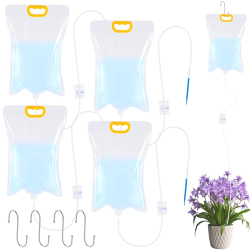 Vylyciy 5 Pcs Bolsa Dispositivos Automáticos de Riego Para Plantas 3.5 L, Bolsas de Riego por Goteo con Flujo Ajustable, Sistema de Riego de Plantas para Jardín Bonsáis, Macetas, Interior y Exterior