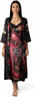 Ledelav Luxurious Women's Loungewear Collection, Elegant Floral Print Robe Set with Matching Dress, Premium Satin Fabric, ... Price In India