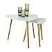 SoBuy FBT74-W 2er Set Beistelltisch mit Ablagen Couchtisch Sofatisch Kaffeetisch Satztisch Bambus Weiß/Natur