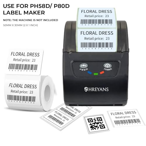 Image of Shreyans Direct Thermal Labels (Pack of 18, 50mm x 30mm - 400 Labels /Roll) - Non Tearable, Water Proof & Non Fade with Permanent Marking - 7200 Labels