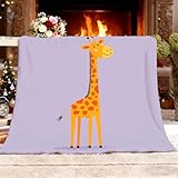 Lila Kuscheldecke Flauschige Couch Decke L 70x100cm Cartoon Niedlich Giraffe Fleecedecke, Warmer Tagesdecke - Leichte Decken für Sofa Bett, Winter Weiche Decke Für Kinder Erwachsene