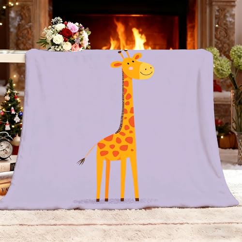 Lila Kuscheldecke Flauschige Couch Decke L 70x100cm Cartoon Niedlich Giraffe Fleecedecke, Warmer Tagesdecke - Leichte Decken für Sofa Bett, Winter Weiche Decke Für Kinder Erwachsene
