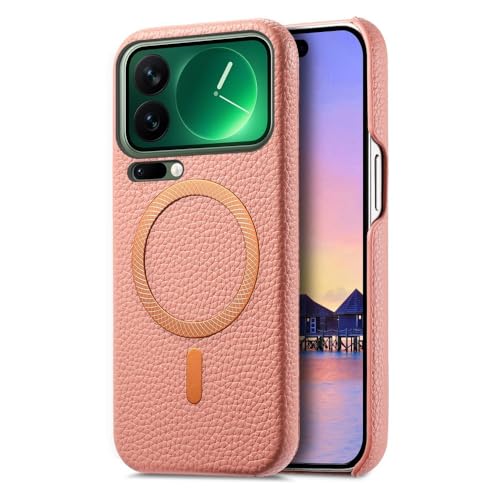 Étui compatible avec Xiaomi Poco M8 5G rigide magnétique rose en cuir