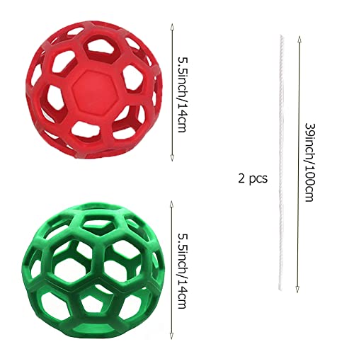 WoYous 2 StuckPferd Leckerli Ball Für Pferde Set, Hängendes Heu Das Füttern Verlangsamen, Futterball Spielzeug (Rot und Grün)