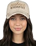 Funky Junque Womens Baseball Hat Vintage Distressed Unstructured Sunshine Hat Beach Baseball Cap for Women - Sunshine & Whiskey - Beige