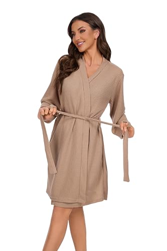 iniber Robes for Women Waffle Knit Bathrobe Soft...