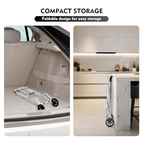 Panana SKTWH Shopping Carts Folding Cart Foldable Shop Truck Heavy Duty Hand Truck 35Ltr Foldable Shopping Grocery 2 Wheels Cart Steel Grocery Hard Wearing Easy Storage thumb #6