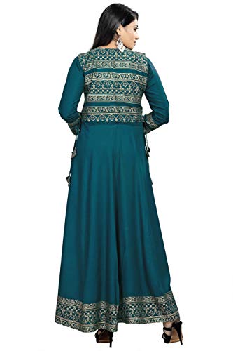 Image of HAPPY DESIGN Women Self Design Anarkali Rayon Kurti