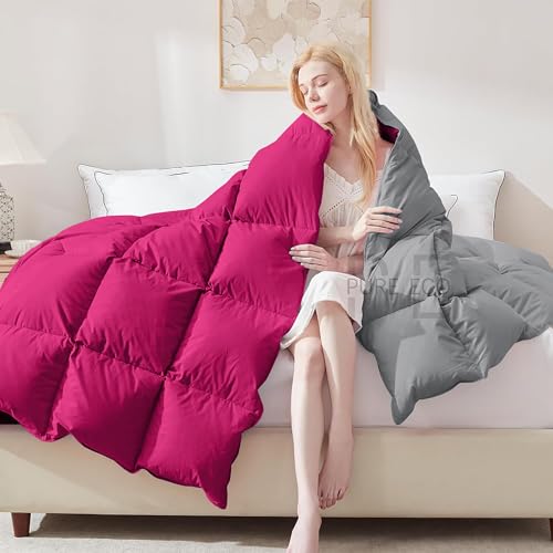 Image of PURE ECO Heavy Winter 400 GSM Comforter for King Size (92 inchX106 inch) - Soft Quality Winter Blanket Soft Microfiber Fill - Duvet /Blanket King Size - Hot Pink /Silver Grey Color