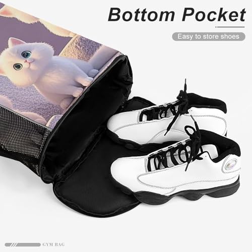 Cute And Adorable Cat Drawstring Backpack, Dry Wet Separate Gym Bag Unisex Sports Drawstring Bag for Work, Fitness4