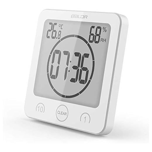 Soddyenergy LCD Numérique Horloge De Douche, Horloge De Salle De Bains Imperméable Douche Horloge Minuterie Température Humidité Mur Douche Horloge Cuisine Minuteur (White)