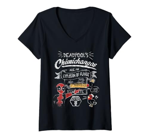 T-shirt Deadpool Chimichangas Marvel col V le cadeau parfait pour anniversaire de geek