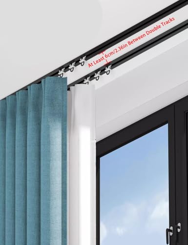 Riel de techo empotrable de 2.8m con dos ruedas blancas para ventanas 7