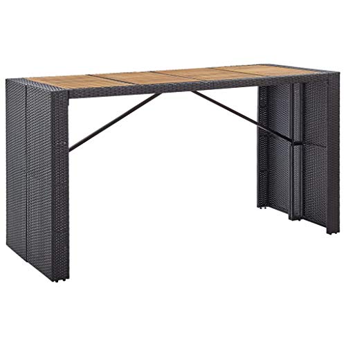 Vidaxl 9Pcs Patio Bar Set With Stools And Glass Top Table Patio Wicker Outdoor Furniture,Outdoor Pe Rattan Furniture Bistro Set,For Backyards, Porches, Gardens Or Poolside, Acacia Wood Black #TOP2