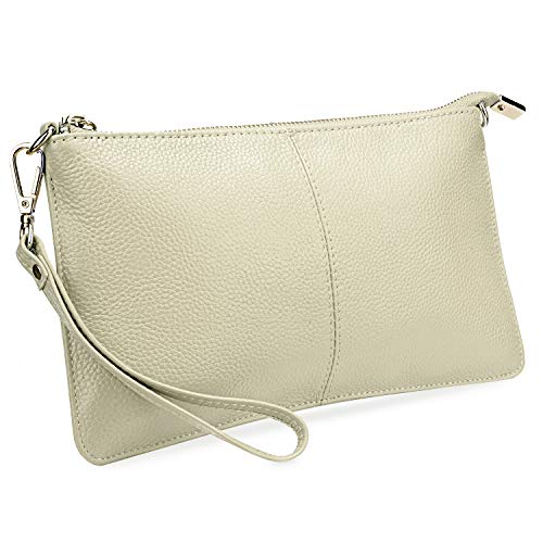 Image of YALUXE Genuine Leather Wristlet Handbags Purses Cell Phone Pocket Clutch Wallet Crossbody Bags for Women