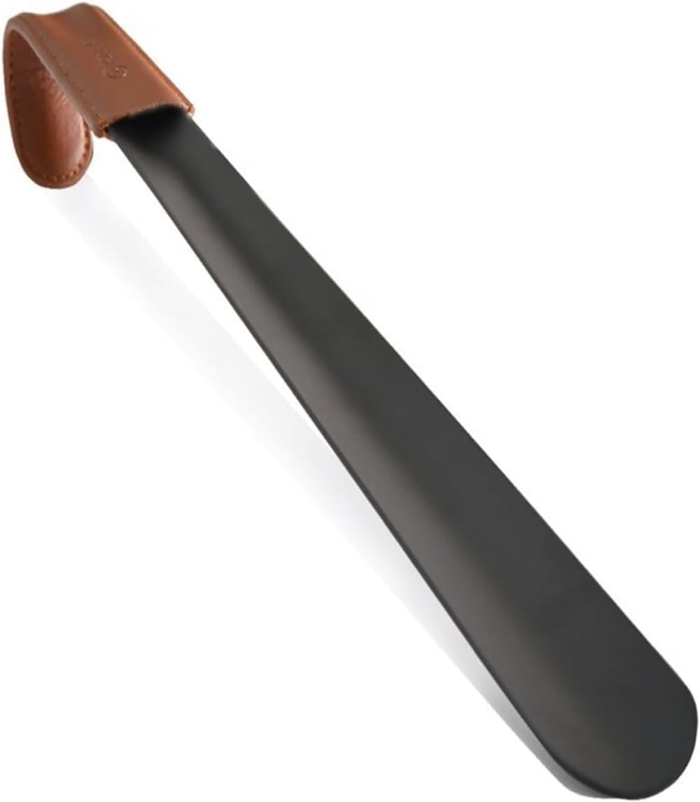Calzador Calzador de Madera, Calzador de Madera, Calzador de Metal, Elevador de Calzador de Mango Largo con Correa de Cuero, Calzador de Acero Inoxidable