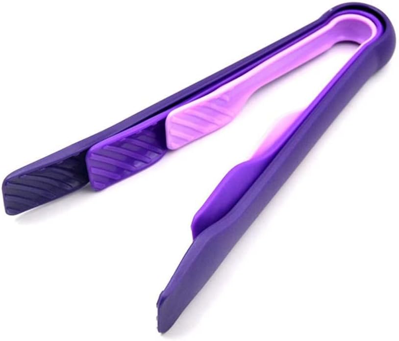 Premium Quality Food Tongs Handle Buffet BBQ Clip Cooking Utensil Kitchen Bread Tools Purple Tongs