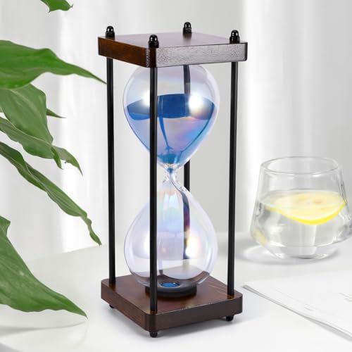 Weskjer Clessidra con sabbia da 1 ora per bambini, 60 minuti, timer da cucina per bambini, 9,5 x 9,7 x 24 cm, adatto per regali creativi, decorazione per soggiorno e ufficio (sabbia blu)