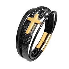 Black Leather Gold Cross