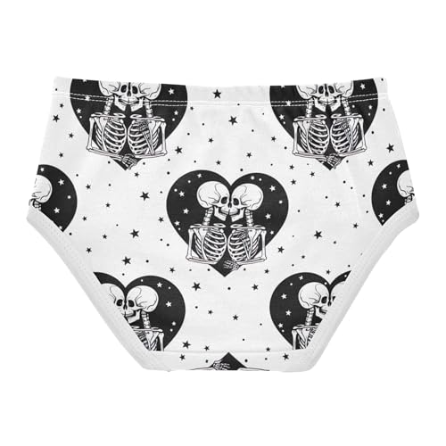 Skeletons Black Hearts Stars White Girl Panties Cute Toddler Girls Underwear Cotton Artistic Briefs Kids Undies 2t2