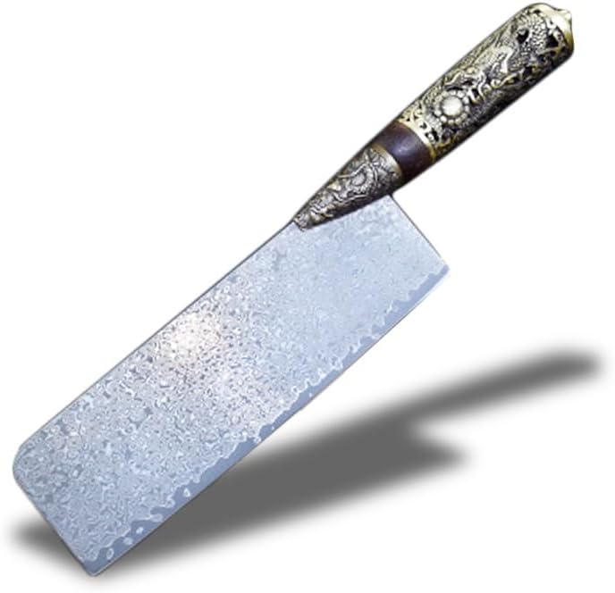 Meat Cleaver,Cleaver Knife, 7.5 inch Damascus steel slicing knife Longquan hand-forged kitchen knife retro kitchen knife kitchen meat cleaver