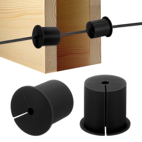 M METERXITY 2-Pack Cable Routing Kit, for 1-3/8 Inch Wall Hole Silicone Feed Through Wall Grommet Cable Punch Grommet Wall Hole Cover Bushing for Ethernet Cable [38mm Length, Black]