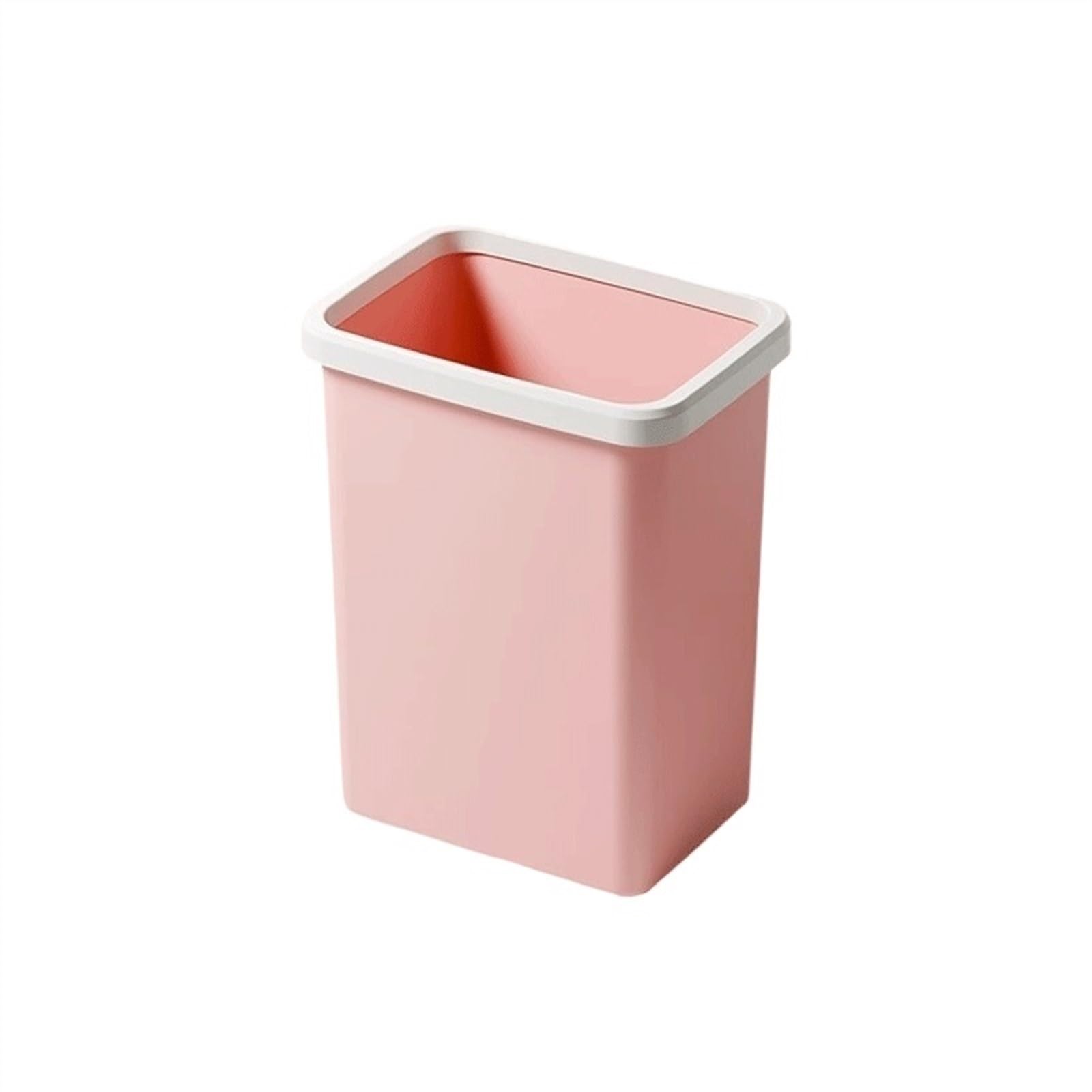 Poubelle Corbeille à papier carrée en plastique adaptée au salon, la chambre coucher, salle de bain avec anneau pression Blanc/gris/rose/beige(Pink)