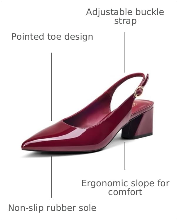 Image of GENSHUO Women's Slingback Closed Toe Block Chunky Low Heel Pumps - 2.36 Inches Office Wedding Party Dress Shoes
