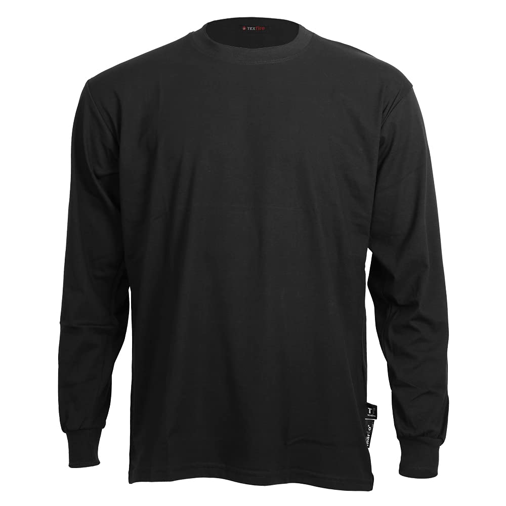 TEXFIRE - T-Shirt à Manches Longues Noir Ignifuge. Protection du Soudeur Contre Le Froid, la Chaleur et Les étincelles de soudage.